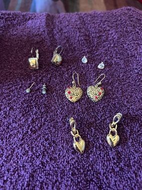 Mixed Silver-Tone Heart & Stud Earring Set - Silver with Red Accents